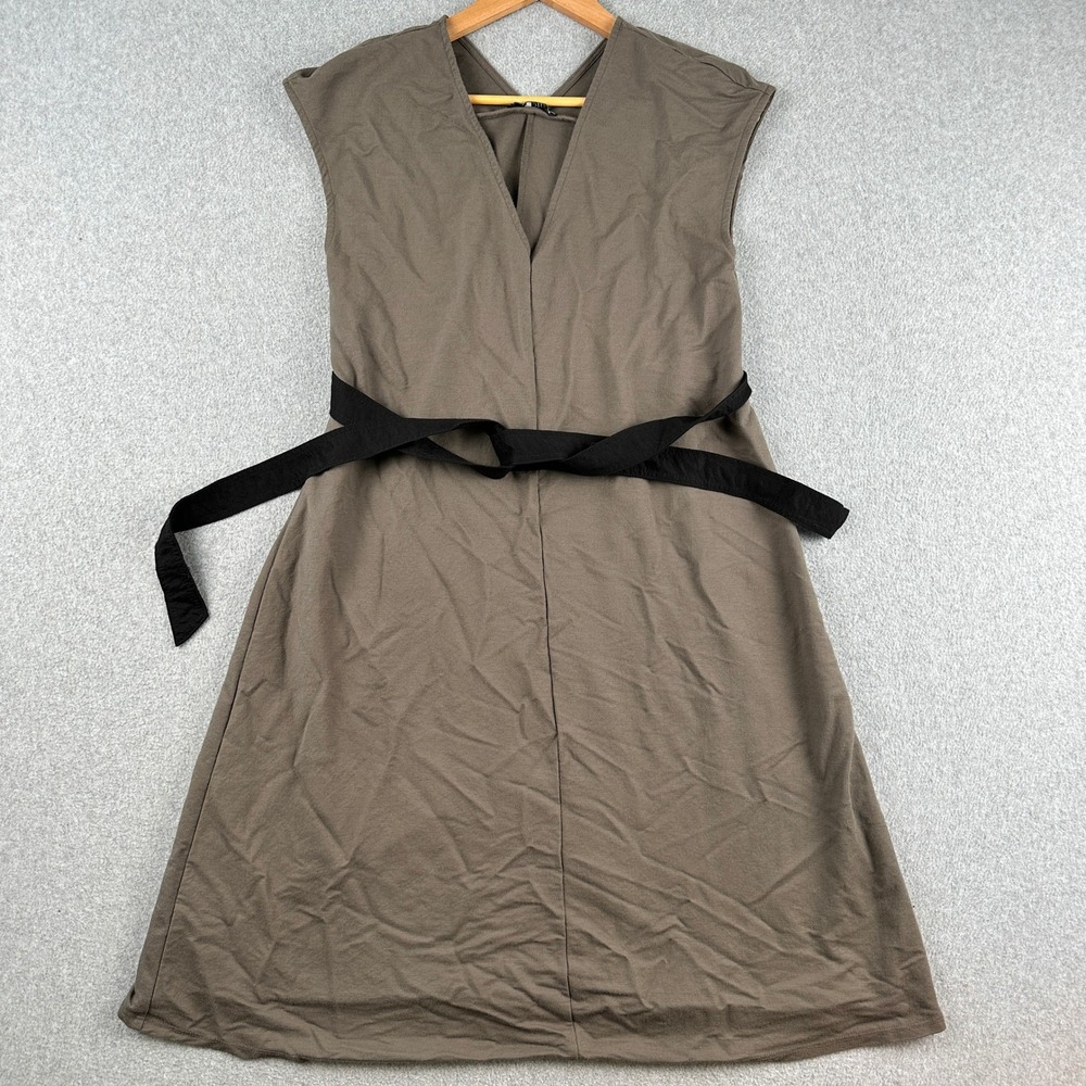 Zara Dress Womens S Brown V-Neck Sleeveless Belted‎ A-Line Casual Viscose Blend